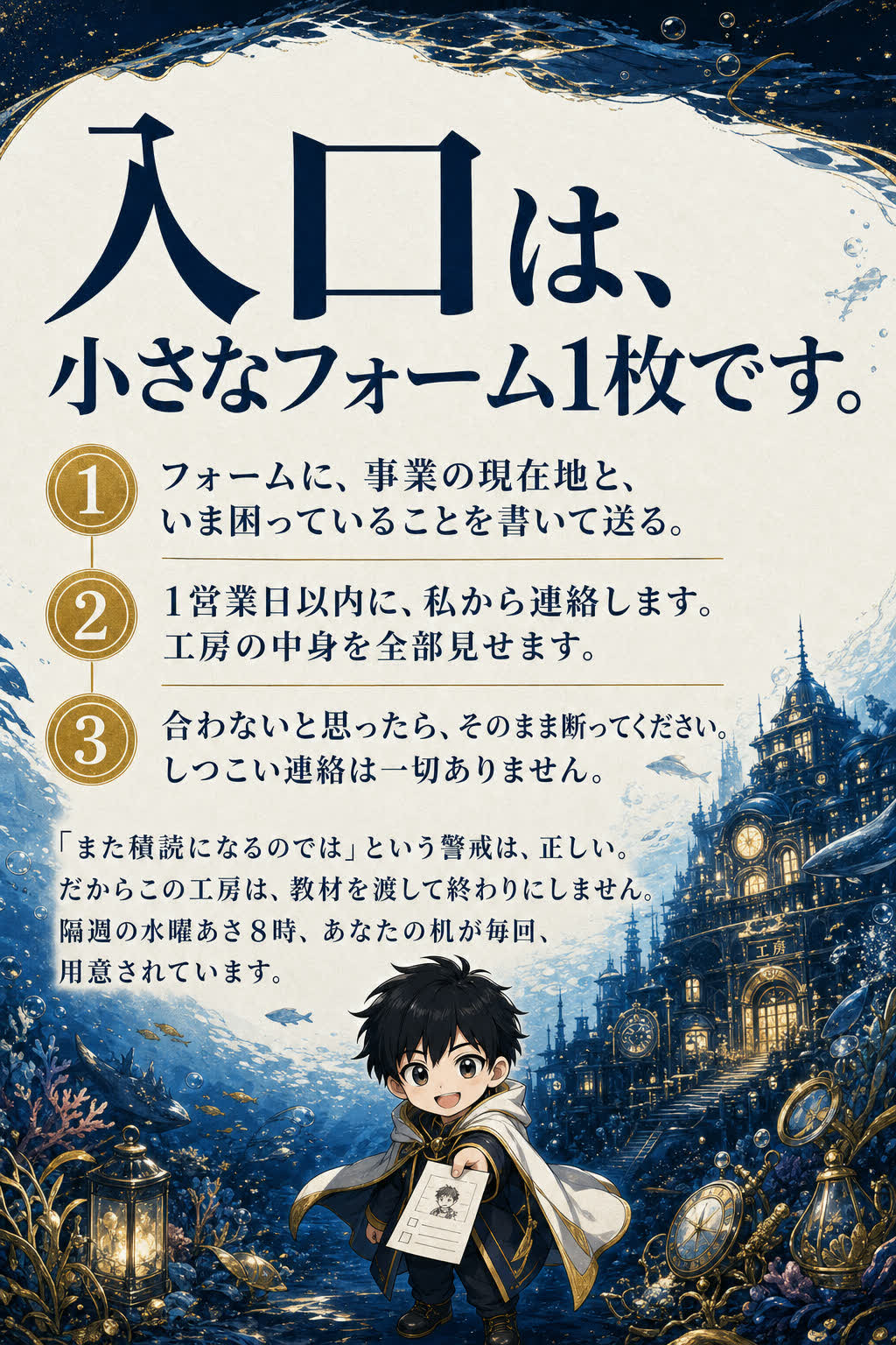 手紙: 入口は、小さなフォーム1枚です。
