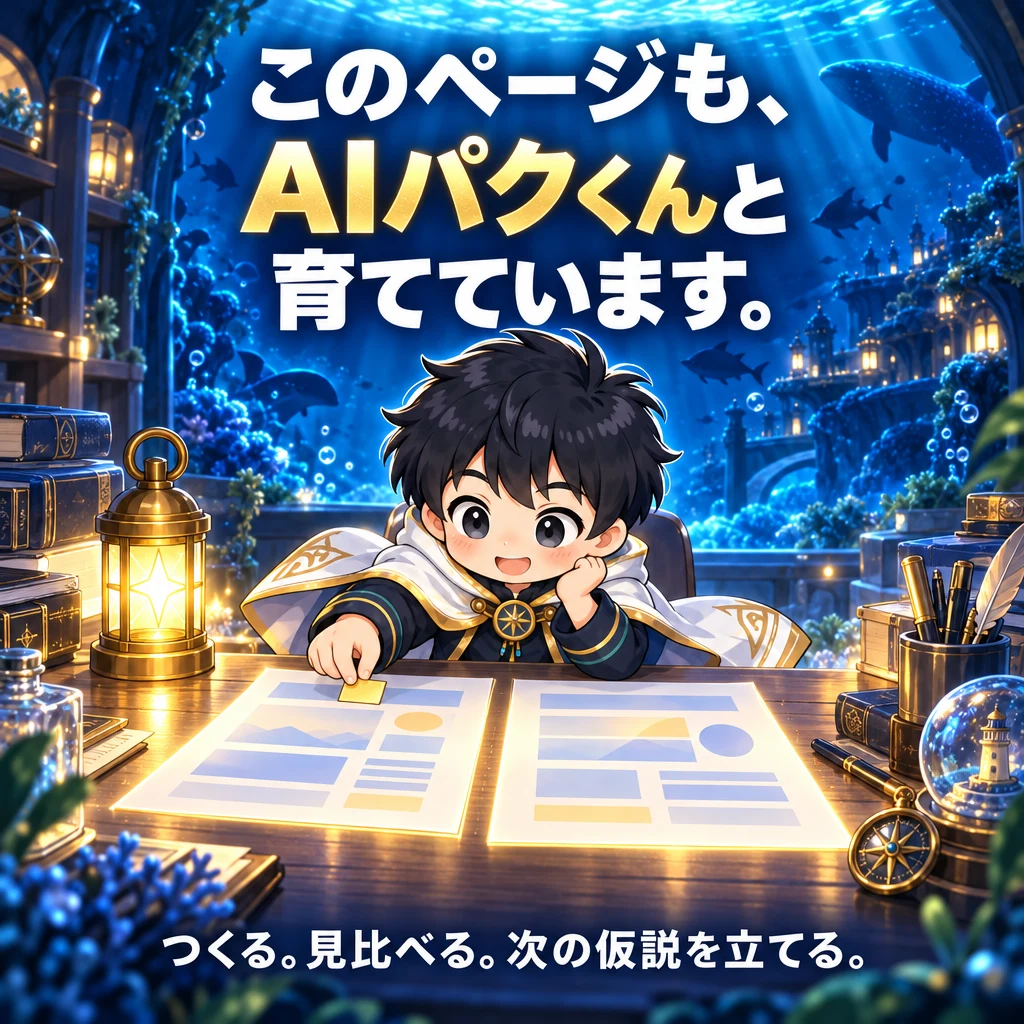 このページも、AIパクくんと育てています。つくる。見比べる。次の仮説を立てる。