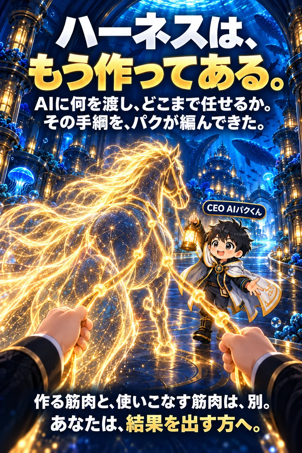 ハーネスは、もう作ってある。AIに何を渡し、どこまで任せるか。その手綱を、パクが編んできた。作る筋肉と、使いこなす筋肉は、別。あなたは、結果を出す方へ。